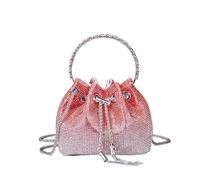 Rhinestone Bag Handle Rhinestones Evening Clutch Bag Purses And Handbag Luxury Designer Shoulder Shiny Crystal Purse Bucket(Gradient Pink)