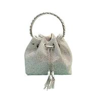 Rhinestone Bag Rhinestones Evening Clutch Women Bag Purses Bucket Ladies Handbag Diamonds Shoulder Shiny Crystal Dinner(Silver)