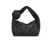Rhinestone Bags Handle Rhinestones Knot Evening Bags Silver Crystal Top Handle Bag For Women Purses And Handbags Designer Handbag Tote(Black)