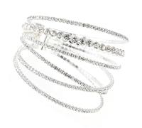 Rhinestone Bangle Bracelet Shiny Hand Jewelry Decor for Women Valentine Day Elastic Design Elegant Six Row Unique Style