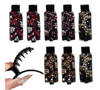 Rhinestone Barrettes Lightweight Non Slip Grip | 8 Pieces Rhinestone Barrettes for Women for Adults Work Travel Dating Makeup Holidays Christmas Home Salon