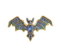 Rhinestone Bat Brooch Vintage Crystal Vampire Lapel Pins Punk Style Bat Collar Pin Goth Mysterious Witch Jewelry Halloween Party Costume Accessories, S, Crystal Rhinestone, no gemstone