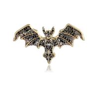 Rhinestone Bat Brooch Vintage Crystal Vampire Lapel Pins Punk Style Bat Collar Pin Goth Mysterious Witch Jewelry Halloween Party Costume Accessories, S, Crystal Rhinestone, no gemstone