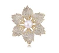Rhinestone Bauhinia Brooch For Women Girls Elegant Imitation Pearl Butterfly Leaf Flower Corsage Button Cardigan Jewelry