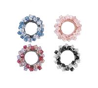Rhinestone Beaded Hair Ties Bands Boho Elastic Ponytail Holder Sparkly Hair Scrunchies Bead Hair Ropes Rubber Bands Elegant Hair Accessories for Women 4 PCS