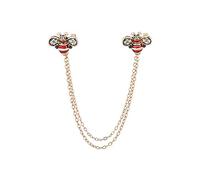 Rhinestone Bees Insect Brooch Pin with Chain Shirt Collar Pin Sweater Clip Collar Clip Lapel Pin Collar Tip, Metal, alloy