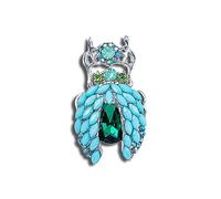 Rhinestone Beetle Cicada Brooch Pin for Women Girls Fashion Silver Tone CZ Turquoise AB Crystal Animal Insect Brooches Lapel Pins Dainty Cute Hat Bag Suit Dress Accessories Birthday Holiday Christmas