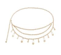 Rhinestone Belly Chain Crystal Sequin Star Waist Chain Bikini Body Jewelry Chains Beach Belly Chain for the Waist Tassel Layered Body Chains for Women, L, Metal, No Gemstone