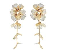 Rhinestone Big Flower Dangle Earrings - Lightweight Geometric Statement Dangle Drop Earrings for Women (Lace Flower)