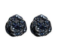 Rhinestone Blue Flower Stud Earrings for Women Bohemian Vintage Sparkling Shaped Elegant Statement Exquisite Rose Flower Earrings Valentine's Day Birthday Wedding Party Jewelry