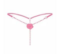 Rhinestone Body Stockings for Women Burned-Crotch Lace Thong V-string Underwear Knickers Panties Open Ladies Sexy Lingerie Bras for Women (One Size) Pink