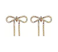 Rhinestone Bow Dangle Earrings for Women, Sparkly Crystal Bowknot Statement Earrings, 1.5in Length Lightweight Party Wedding Jewelry Gifts(216412GL-WAB