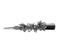 Rhinestone Bow Hair Clip Large Metal Crystal Decorative for Women | Silver Vintage Sparkle Style, Birthday Party and Wedding Wear, for Daughter and Ladies