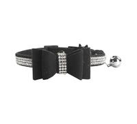 Rhinestone Bow Tie Cat Collar Bling Girl Cat Collar Soft Breakaway Kitten Collar Crystal Puppy Collar with Bell Black