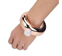 Rhinestone Bracelet Flask, Stainless Steel Pocket Wrist Flask Bangle Bracelet Jug with Crystal Lid for Girl Lady Dance Party(Gold)