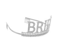 Rhinestone Bride Tiara with Comb Silver Metal Headband