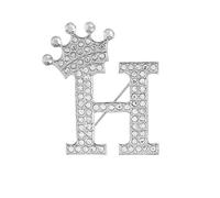 Rhinestone Brooch for Women, Initial Alphabet Letter Lapel Pin and Badge, Elegant for Suits, Blazers, and Dress (H)