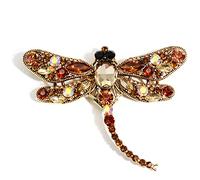 Rhinestone Brooch,Jewelry Decoration,Vintage Insect Lapel Pin Crystal Rhinestone Dragonfly Brooch Pin(Coffee)