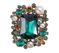 Rhinestone Brooch Pin for Women Girls Vintage Antique Rectangle Crystal Pearl Boho Victorian Style Classic for Party Dance Wedding Banque Brooches Lapel Pins Elegant Ornament Jewelry Gift, Gemstone