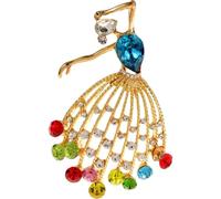 Rhinestone Brooch Pin Women Fashion Dancing Girl Elegant Alloy