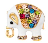 Rhinestone Brooch Vintage Cute Enamel - White Elephant Brooches Elegant Crystal Animals Pin Lapel Clothes Scarf Pins Women Teens Jewelry Gift UB2829