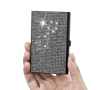 Rhinestone Business Card Holder, Metal Card Case, Bling Decor, Sparkly Crystal, Slim Design, For Office Ladies Use