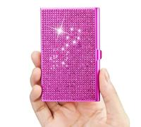 Rhinestone Business Card Holder, Metal Card Case, Bling Decor, Sparkly Crystal, Slim Design, For Office Ladies Use