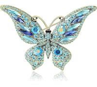 Rhinestone Butterfly Brooch Pin for Women Unique Colorful Crystal Butterfly Lapel Pins Elegant Insect Dress Corsage Bouquet Brooches Bride Wedding Jewelry Gifts, L, Alloy Steel, cubic zirconia