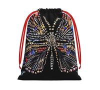 Rhinestone butterfly Gift Bags with Drawstrings, L | Soft Velvet Pouch Storage, Sack Xmas Storage Bag Perfect for Party Wedding Christmas