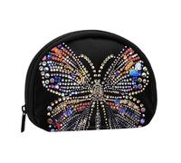 Rhinestone Butterfly Printed Coin Purse for Women Cute Small Change Wallet Mini Coin Purses Pouch with Zipper