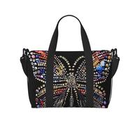 Rhinestone Butterfly Printed Travel Duffle Bag for Men Women Holiday Travel Luggage Bag Waterproof Tote Bag with Shoulder Strap