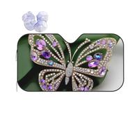 Rhinestone Butterfly Printing Car Windshield Sunshade-Thicken Bubble Block Heat and Sun UV Rays,Front Windshield,Sun Visor