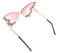 Rhinestone Butterfly Sunglasses Large Frame Halloween Party Eyewear | Vintage Style, Resin and Metal Build, Photo-friendly Look, for Costume Parties and Outdoor Activities
