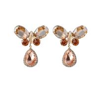 Rhinestone Butterfly Teardrop Statement Earrings for Women Shiny AB Crystal Charms Dangle Drop Earrings Lightweight Elegant Wedding Anniversary Jewelry Gifts, M, Metal, No Gemstone