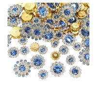 Rhinestone Button 100PCS Flower Sew On Rhinestones Shiny Crystals Trim Glass Stones Beads Button Crafts Sewing Rhinestones for Clothes Decoration(Lt Sapphire,100PCS_10MM)