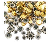 Rhinestone Button 100PCS Flower Sew On Rhinestones Shiny Crystals Trim Glass Stones Beads Button Crafts(Clear Black,8mm)