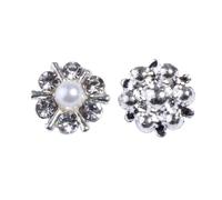 Rhinestone Button 10PCS 12MM Fashion Chic Sparking Gold Silver Plating Alloy Buttons(Silver)