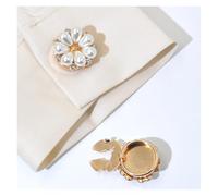 Rhinestone Button 2pcs 2cm Pearl Flower Button Covers, No Sew Snap On Shirt Buttons with Rhinestones, Detachable Cufflinks for Clothes(Gold)