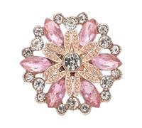 Rhinestone Button 4pcs Beauty Crystal Flowers Red Blue Rhinestone Metal 18mm Snap Buttons Fit 18mm Snap Jewelry(Pink)