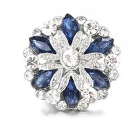 Rhinestone Button 4pcs Beauty Crystal Flowers Red Blue Rhinestone Metal 18mm Snap Buttons Fit 18mm Snap Jewelry(Blue)