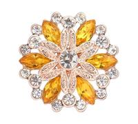 Rhinestone Button 4pcs Beauty Crystal Flowers Red Blue Rhinestone Metal 18mm Snap Buttons Fit 18mm Snap Jewelry(Yellow)