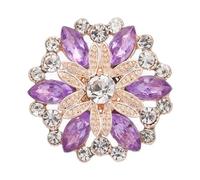 Rhinestone Button 4pcs Beauty Crystal Flowers Red Blue Rhinestone Metal 18mm Snap Buttons Fit 18mm Snap Jewelry(Purple)