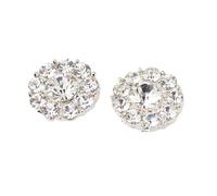 Rhinestone Button Arrival Clear Rhinestone Button Sew On Flower Center Wedding Chair Decoration 15-18MM 5PCS Shank Back Silver Color(18MM 5PCS)