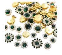 Rhinestone Button for Women 100PCS Flower Sew On Rhinestones Shiny Crystals Trim Glass Stones Beads Button Crafts Sewing for Clothes Decoration(Emerald,8mm)
