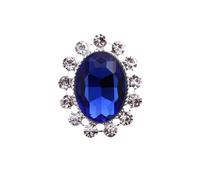 Rhinestone Buttons, 10 pcs Oval Acrylic Rhinestone Buttons 21x26mm Multicolor for Scrapbooking Wedding Hair(8.Royal Blue,Silver)