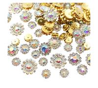 Rhinestone Buttons 100PCS Flower Sew On Rhinestones Shiny Crystals Trim Glass Stones Beads Button Crafts Sewing for Clothes Decoration for Clothes(CrystalAB,14mm)