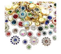 Rhinestone Buttons 100PCS Flower Sew On Rhinestones Shiny Crystals Trim Glass Stones Beads Button Crafts(Mix Color,12mm)