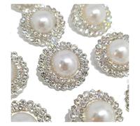 Rhinestone Buttons 20MM Luxury Pearl Rhinestone Buttons of Clothing Fashion Decor Metal Round Button Silver Sewing Accessories Apparel DIY