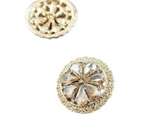 Rhinestone Buttons 25MM Large Rhinestone Luxury Buttons of Clothing Red Gold Shinning Metal Flower Designed Shank Button Sewing Accessories DIY(White)