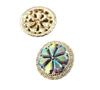 Rhinestone Buttons 25MM Large Rhinestone Luxury Buttons of Clothing Red Gold Shinning Metal Flower Designed Shank Button Sewing Accessories DIY(Silver)